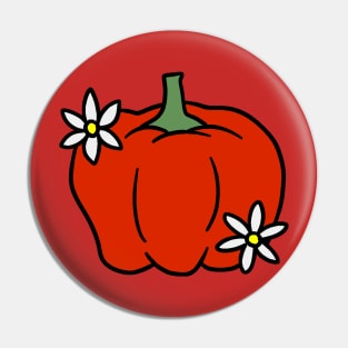 Red Bell Pepper with Pepper Blossoms Pin