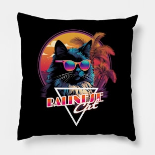 Retro Wave Balinese Cat Miami Shirt Pillow