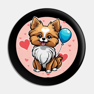 Pomeranian Heart Balloon - Valentines Day Pin