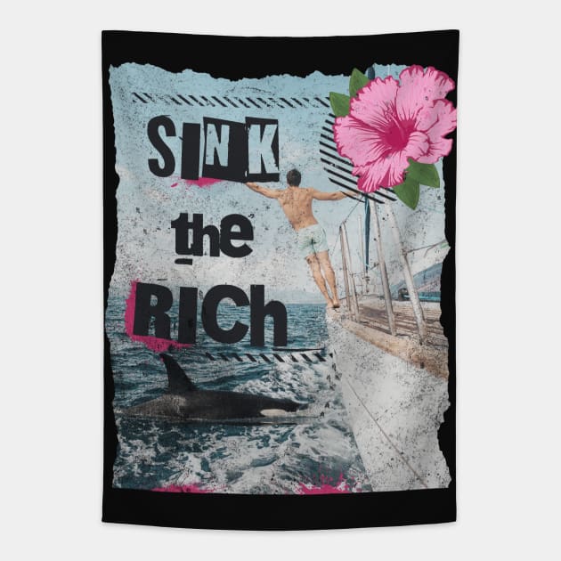 Sink the Rich - Gladis Orcas Killer Whale Tapestry by Unified by Design