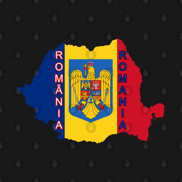 Romania flag & map by Travellers