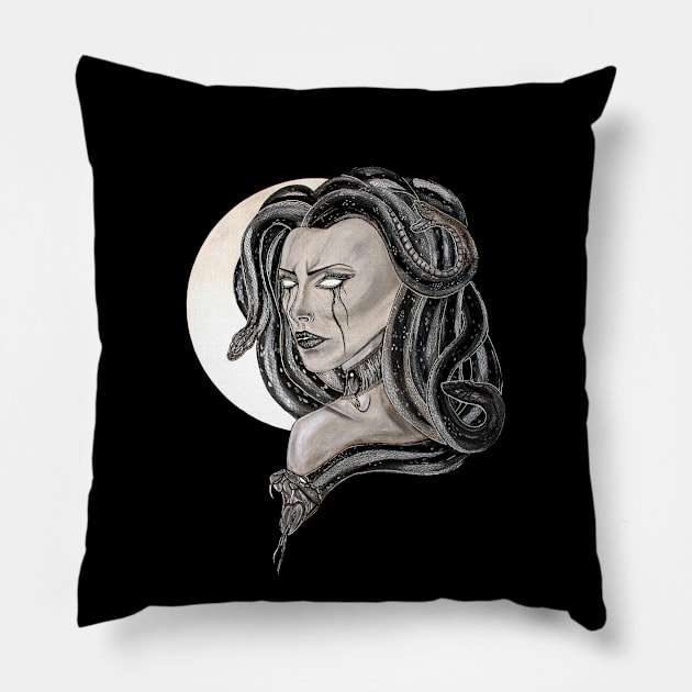 Medusa Pillow by StilleSkyggerArt