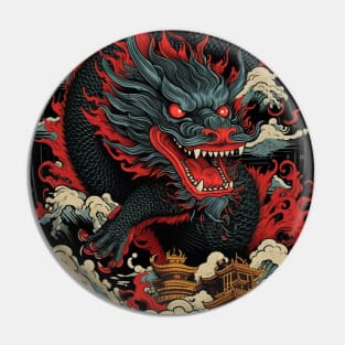 Great Black Japanese Dragon Pin
