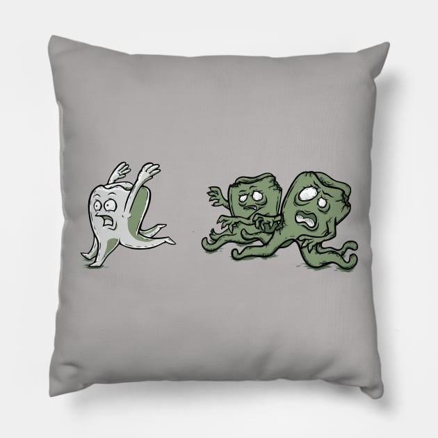 Tooth Decay Pillow by jellysoupstudios