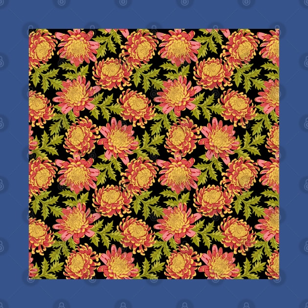 Red Chrysanthemum Floral Pattern by Designoholic