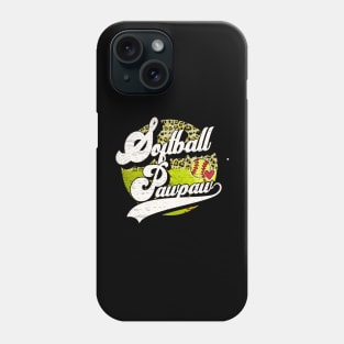 Softball Pawpaw Vintage Leopard Softball Family Matching Phone Case