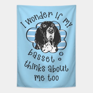 I wonder if my Basset thinks about me too.. Tapestry