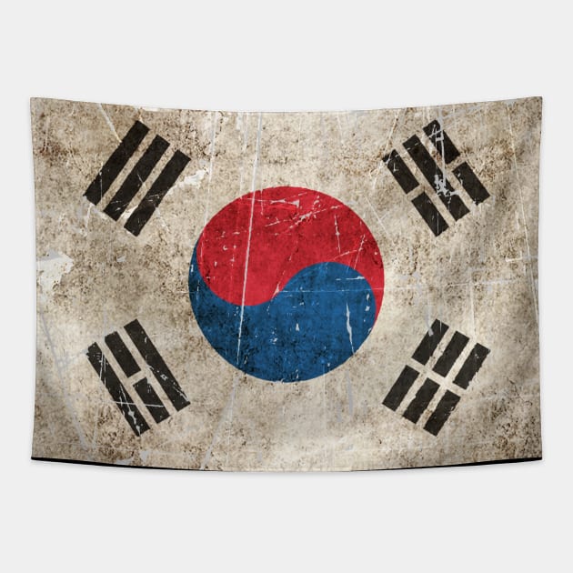 Vintage Aged and Scratched South Korean Flag Tapestry by jeffbartels