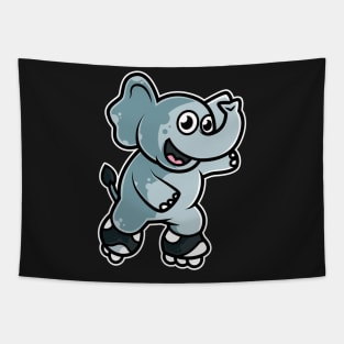 Elephant Retro Roller Skate graphic Tapestry