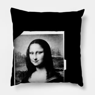 Black and White Davinci Mona Lisa Pillow