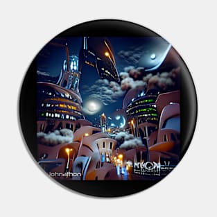 FUTURISTIC CITY IN THE CLOUDS ORIGINAL DIGITAL GENERATED ART Pin