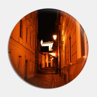 Medieval cobblestone street in Bratislava Pin