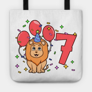 I am 7 with lion - kids birthday 7 years old Tote