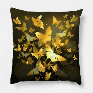 Golden Butterfly Garden Pillow