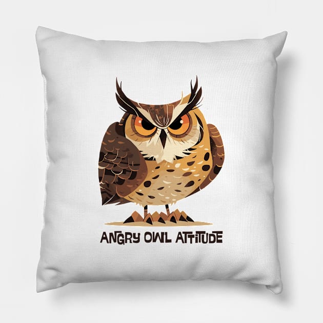 Angry Owl Attitude Pillow by aphian