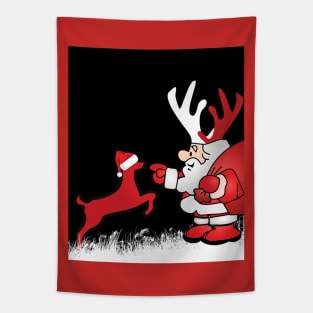 Christmas Day | Santa with reindeer horns Tapestry