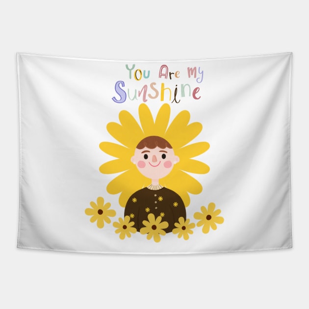 You are my sunshine sunflower girl Tapestry by Matisse Studio