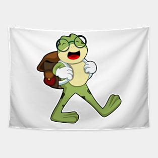 Frog with Glasses & Backpack Tapestry