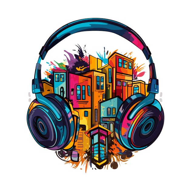 Headphone Music Non Stop Fun Urbain City Life by Cubebox