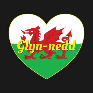 Glyn-nedd Cymru UK Baner Cymru Calon T-Shirt