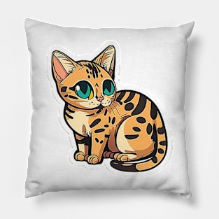 Exotic Bengal Cat Sticker - Premium Quality Pillow