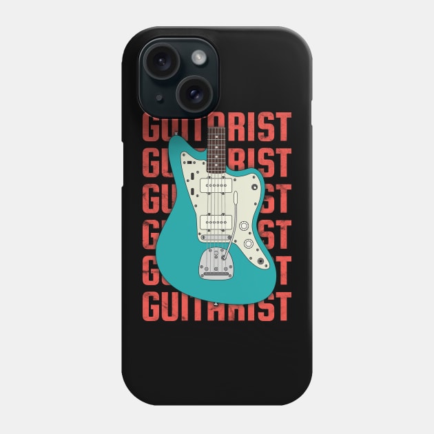 Guitarist Repeated Text Offset Style Electric Guitar Body Phone Case by nightsworthy