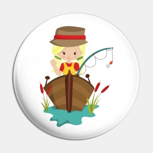 Fishing Girl, Fishing Rod, Fisherman, Blonde Hair Pin