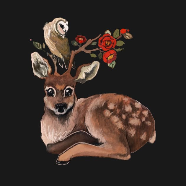 Deer and owl by TatianaBS