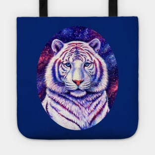 Colorful Cosmic White Tiger Tote