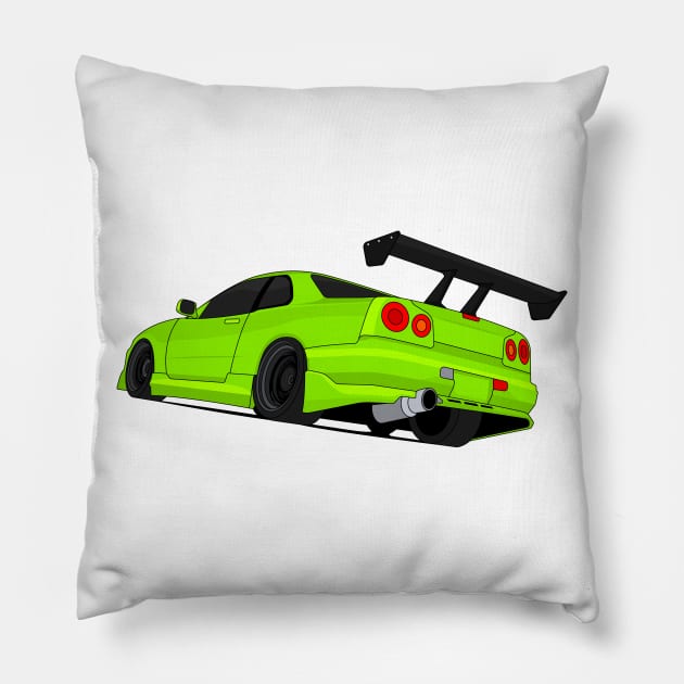 SKYLINE GTR R34 LIME Pillow by VENZ0LIC