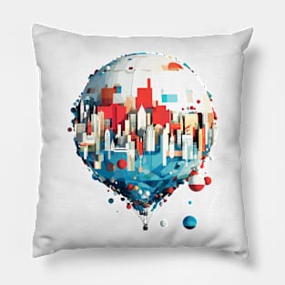 Air Ballon Discovery Travel Landscape Beauty Skyline Pillow