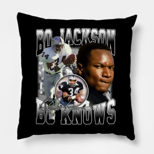 Bo Jackson Bo Knows Signature Vintage Legend Baseball Football Bootleg Rap Graphic Style Pillow