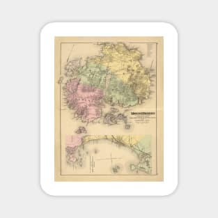 Old Mount Desert ME Map (1885) Vintage Arcadia National Park Atlas Magnet