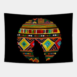 Afro Hair Woman with African Pattern, Black History Tapestry