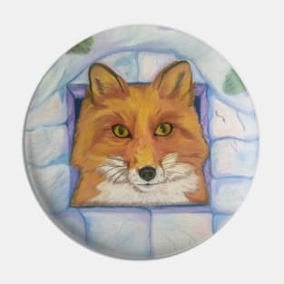 Fox in the Ice House Pin