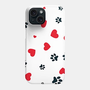 Dog Paw Red Hearts Art Phone Case