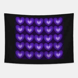 Shades of Purple Hearts - smaller print, dark background Tapestry