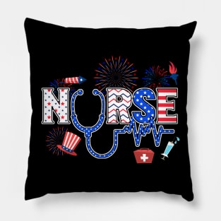 4th Of July Nursing For Women Stethoscope Nurse Graduation Pillow