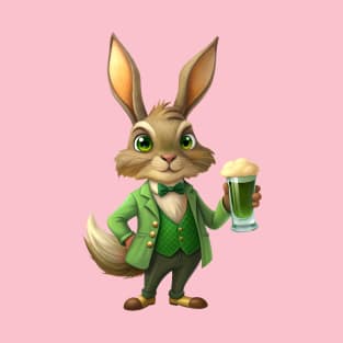 St. Patrick's Day Happy Hour: Pint-Holding Hare T-Shirt