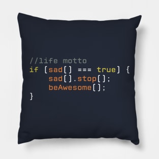 Barney Life Motto - Funny Programming Jokes Pillow