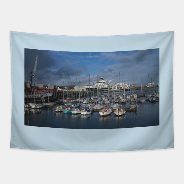 The Marina at Blyth South Harbour, Northumberland Tapestry by Violaman