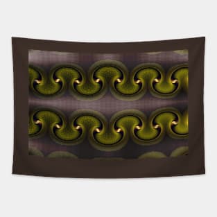 Golden Green Fractal Mushroom Trees Tapestry