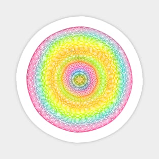 Neon Rainbow Mandala - Intricate Digital Illustration, Colorful Vibrant and Eye-catching Design, Perfect gift idea for printing on shirts, wall art, home decor, stationary, phone cases and more. Magnet