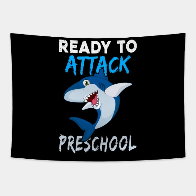 Shark Kids Ready To Attack Preschool Boys Back To School Tapestry by kateeleone97023