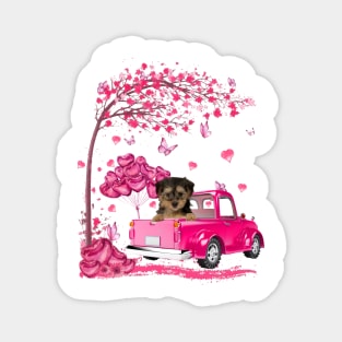 Valentine's Day Love Pickup Truck Yorkipoo Magnet