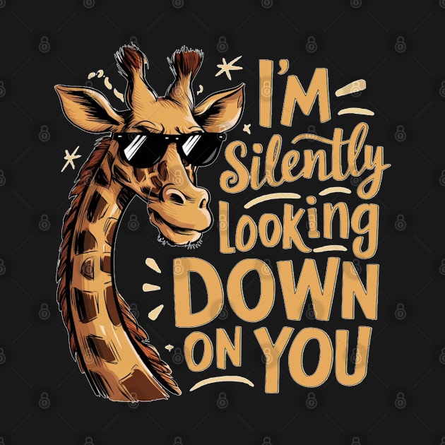 Silently Looking Down - Cute Funny Giraffe by CrypticTees