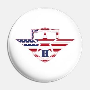 Letter H American Flag Monogram Initial Pin