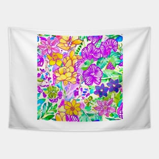 Yellow, blue, green and purple garden Tapestry