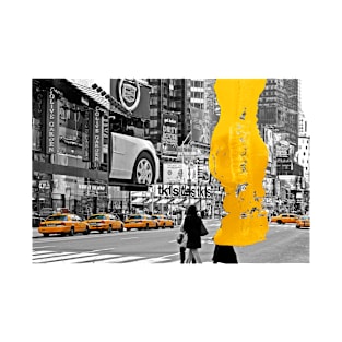 NYC Yellow Cabs Times Square - Brush Stroke T-Shirt