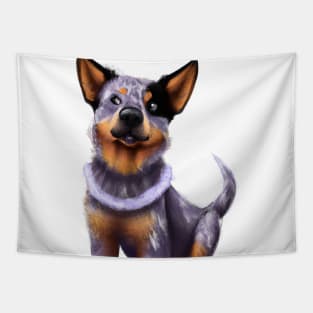 Cute Australian Cattle Dog Drawing Tapestry